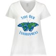 thumbnail image 3 of Inktastic Save Our Environment Earth Butterfly Women's Plus Size V-Neck T-Shirt, 3 of 5