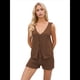 thumbnail image 1 of Conjunto de 2 Piezas de Ropa de Estar Informal de Punto para Mujer, con Escote en V y Lazo Frontal, Chaleco y Pantalones Cortos A Juego, para Playa Marrón XL, 1 of 7
