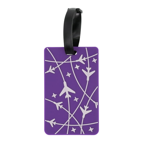 Unique Bargains 1 Pc Airplane Lines Pattern Luggage Tag for Travelling Purple