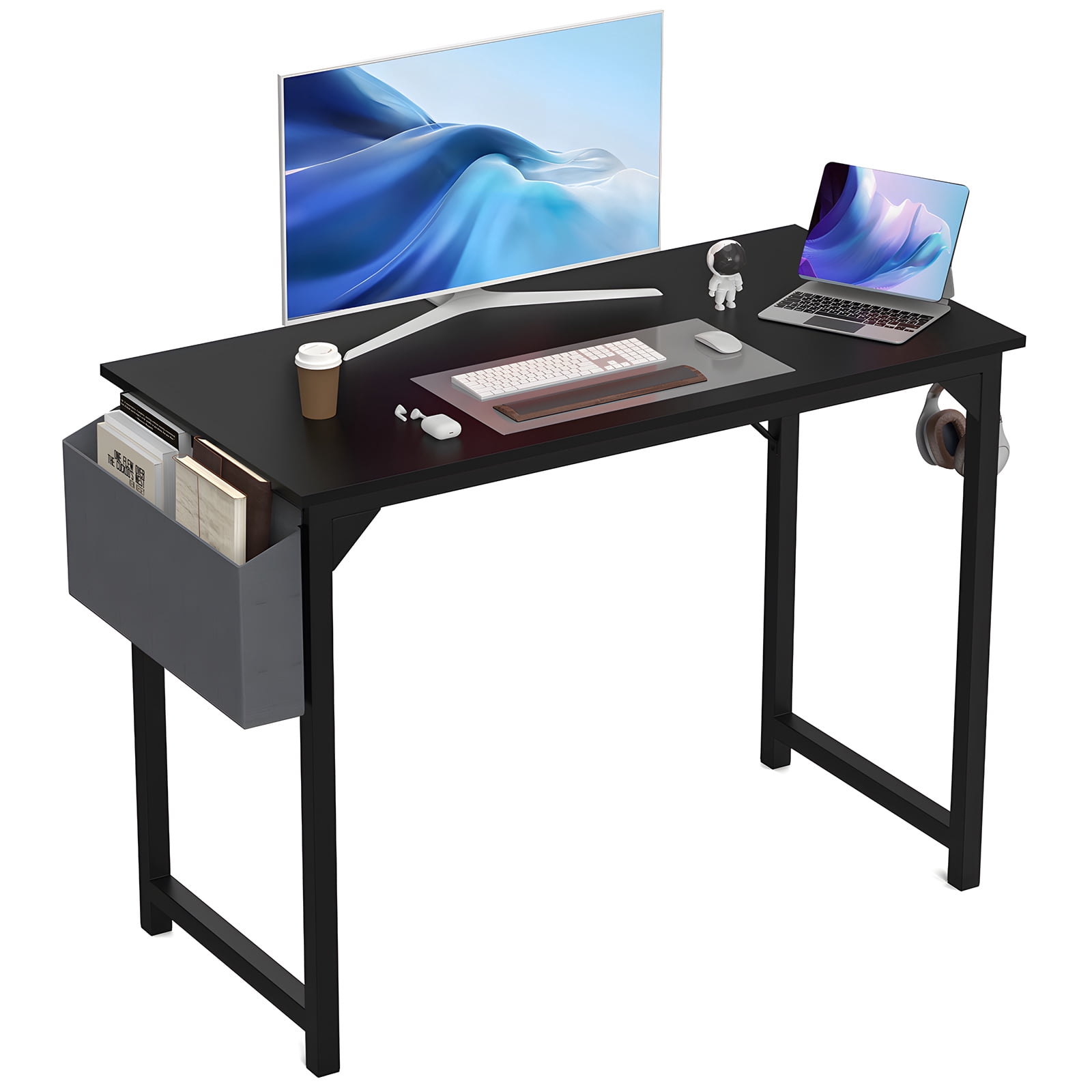 MAYEERTY 40in Computer Desk with Storage, Modern Writing Desk with Fabric Drawers for Home Office, Rustic