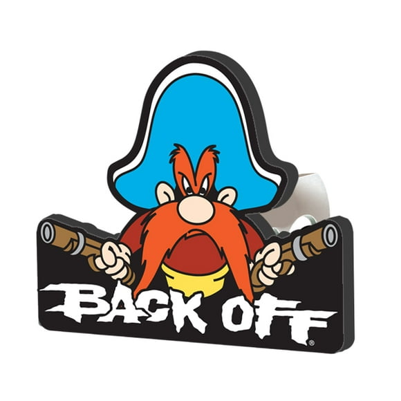 Plasticolor Couvercle d'Attelage de Remorque 002231R01; s'Adapte au Récepteur de 2 Pouces; Yosemite Sam Back Off; Noir/bleu/rouge/orange; Métal