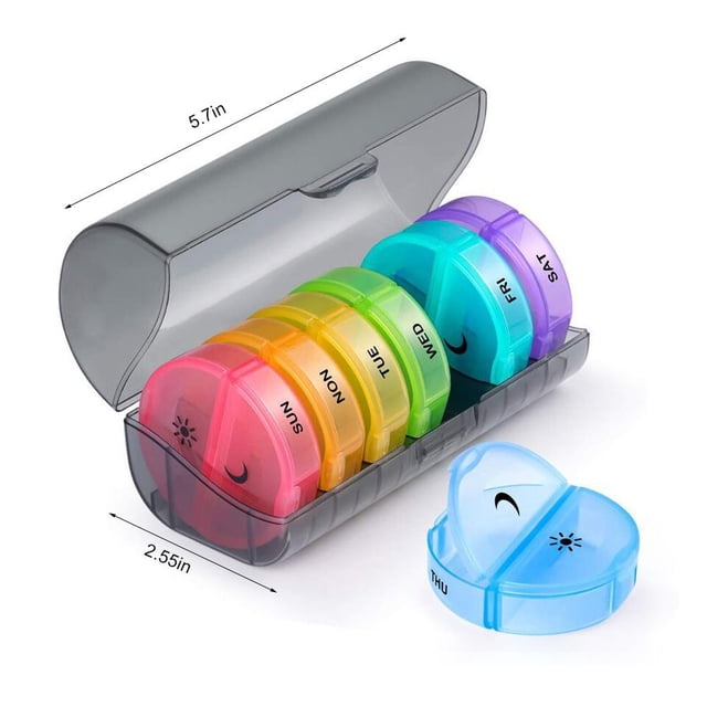 Pill Compartment Box,14 Grids Weekly Pill Pill Container Travel Tablet Box Innovative Solution