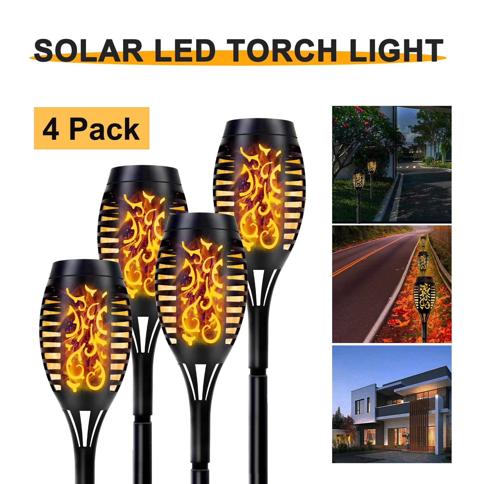Cozyhomestore 72 LED Solar Torch Light Outdoor, 4 Pack Torches with