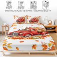 thumbnail image 5 of Full Size Fitted Sheet Set - Red Truck Fall 3 Piece Bedding Sets 16" Deep Pocket Fitted Sheet with 2 Pillowcases, Orange Pumpkins Maple Leaf Botanical Thanksgiving Brushed Microfiber Hotel Bed Sheets, 5 of 9