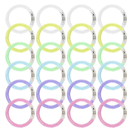 

CHEEPUM Light Fluorescent Bulbs And Ice Lights 24 Pack 24mL Glow In The Dark LED Bracelets Party Flashing Light Up Bracelets