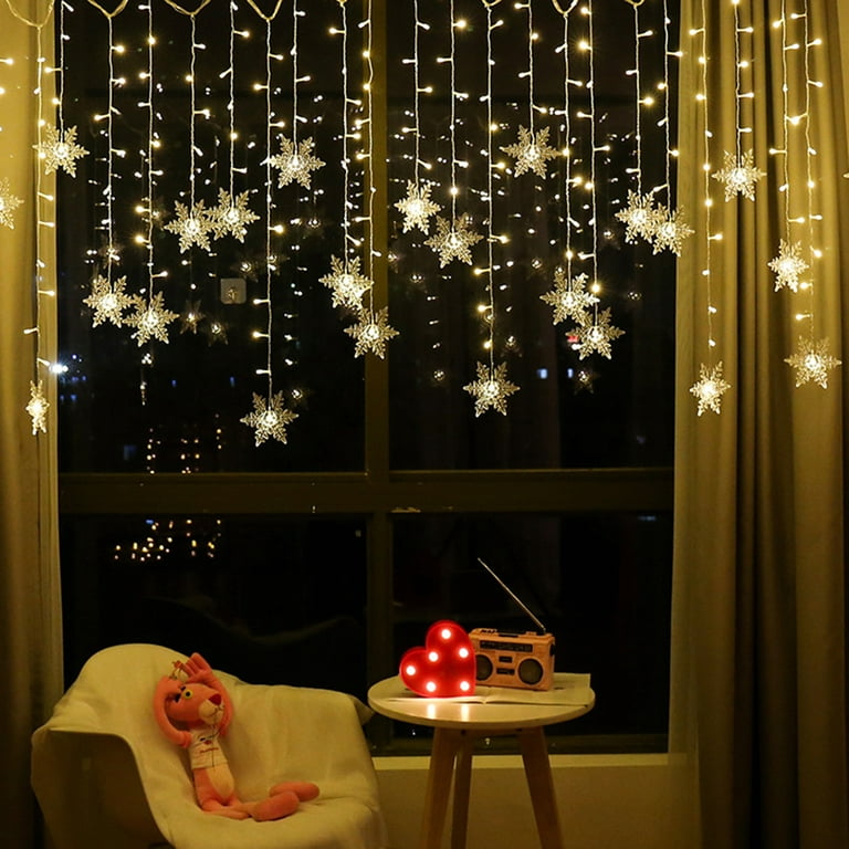 RisingPro Outdoor Christmas Lights Snowflake LED Curtain String Lights Waterproof Connectable Wave Fairy Lights - Walmart.com