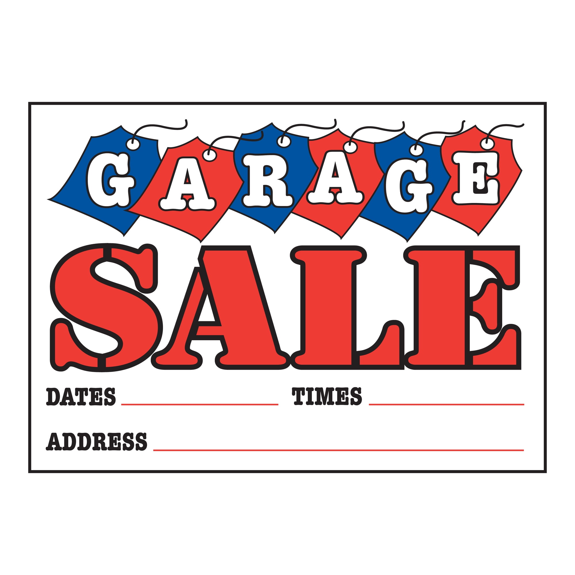 Garage Sale Sign with Tags