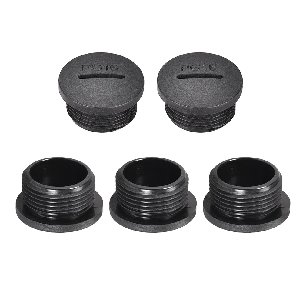 PG16 Nylon Male Threaded Cable Gland Screw End Cap Cover Black 5 Pcs