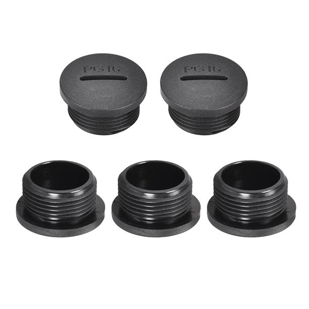 PG16 Nylon Male Threaded Cable Gland Screw End Cap Cover Black 5 Pcs
