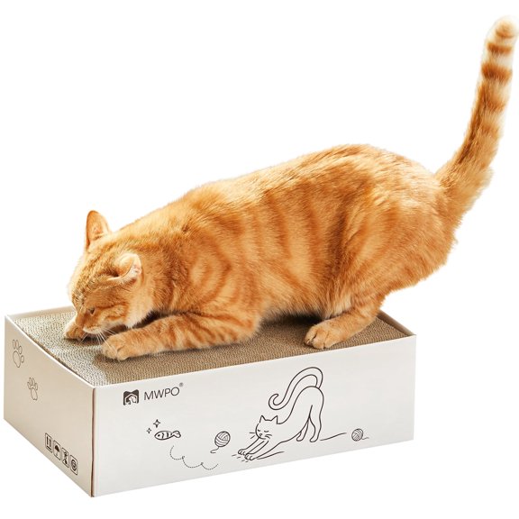 MWPO 5 Pack Cat Scratcher Cardboard, Reversible Corrugated Cardboard Cat Scratching Pad Set with Green Box