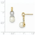 thumbnail image 4 of 14k Gold 6-7mm White Round Freshwater Cultured Pearl .01 Diamond Dangle Earrings, 4 of 4