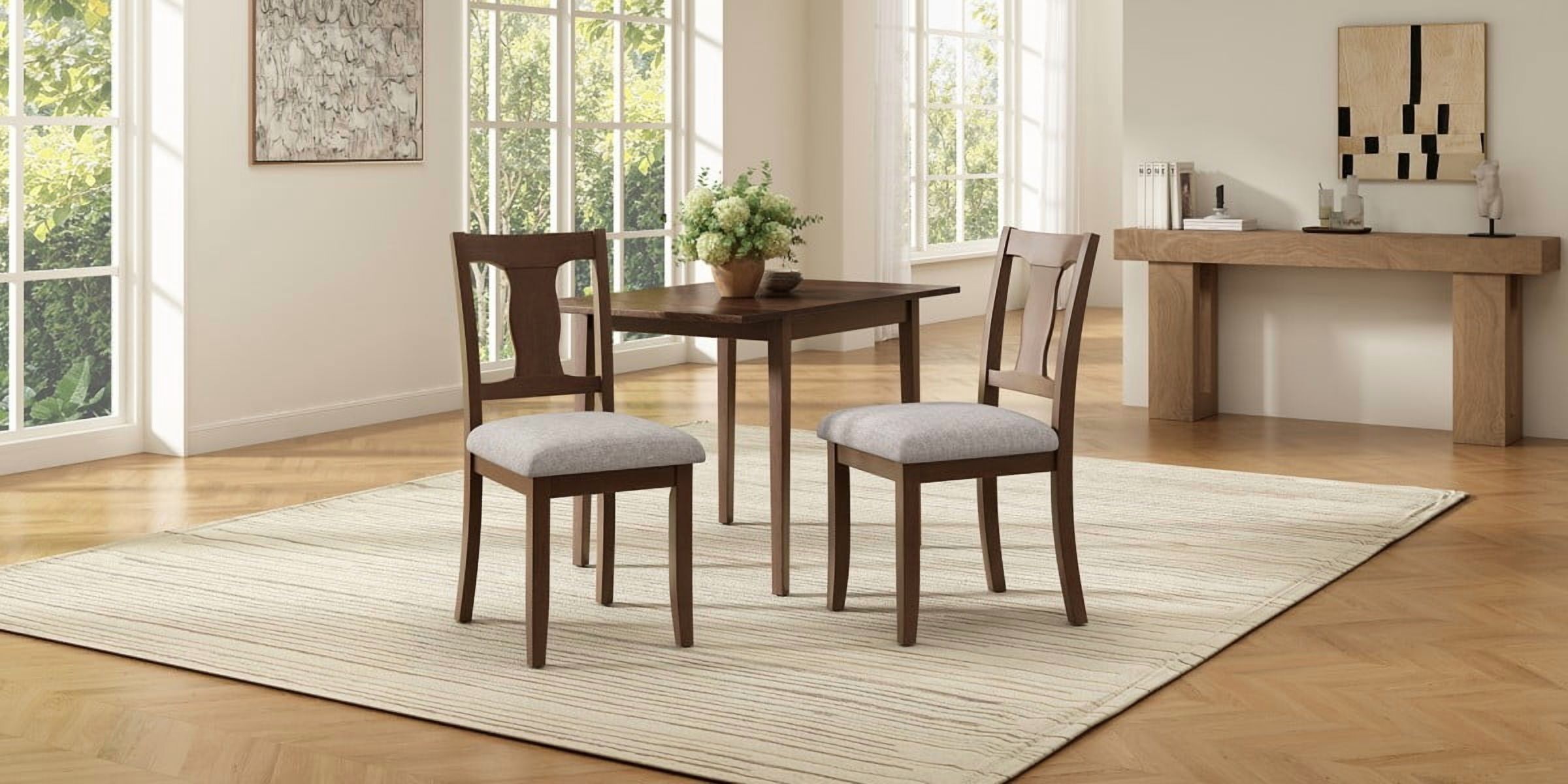 Dining Chairs Set of 2, Mid Century Modern Wood Chairs with Padded Upholstered Seats, High Backrest, Accent Kitchen Chairs, Brown Beige