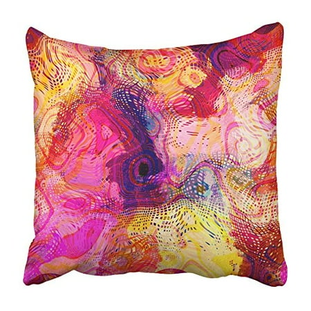 Fuchsia Calfskin Leather - ARHOME Abstract Colorful Chaotic Waves in Pink Fuchsia Coral Red Violet White Pillowcase Cushion Cover 18x18 inch