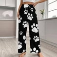 thumbnail image 2 of Paw Print Pattern Black White Pajama Pants Comfortable Elastic Waist Pajamas Fashion Sleepwear Bottoms Plus Size Homewear, 2 of 6