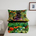 thumbnail image 5 of Manfei Wildflower Cat Queen Comforter Set, Boho Garden Kitten Comforter Sets Queen, Green Orange, Black Reversible, 3-Piece, 1 Comforter and 2 Pillowcases, 5 of 7