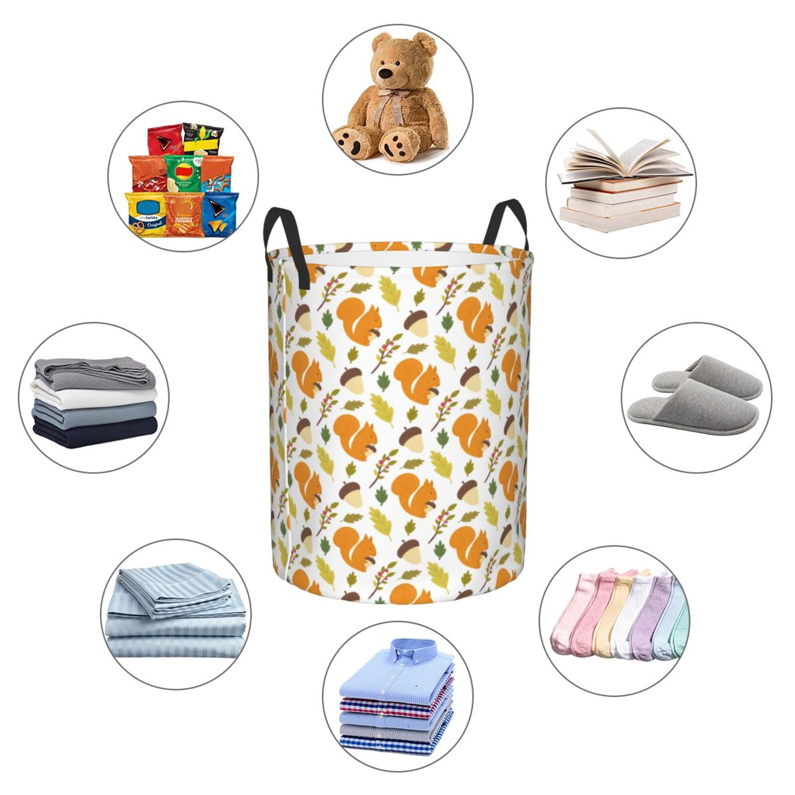 Large Laundry Basket with Handles - Cartoon Cute Squirrel Pine Cone_A Kids Baby Dirty Clothes Laundry Hamper for Bedroom Aesthetic