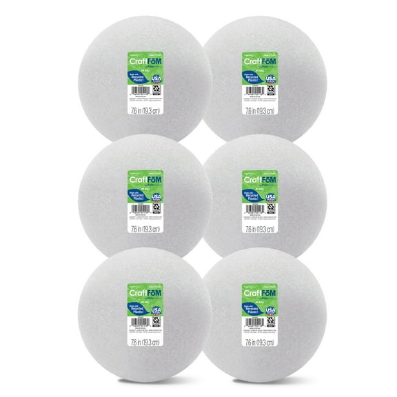 FloraCraft CraftFōM Ball 7.6 inch White, 6 pack