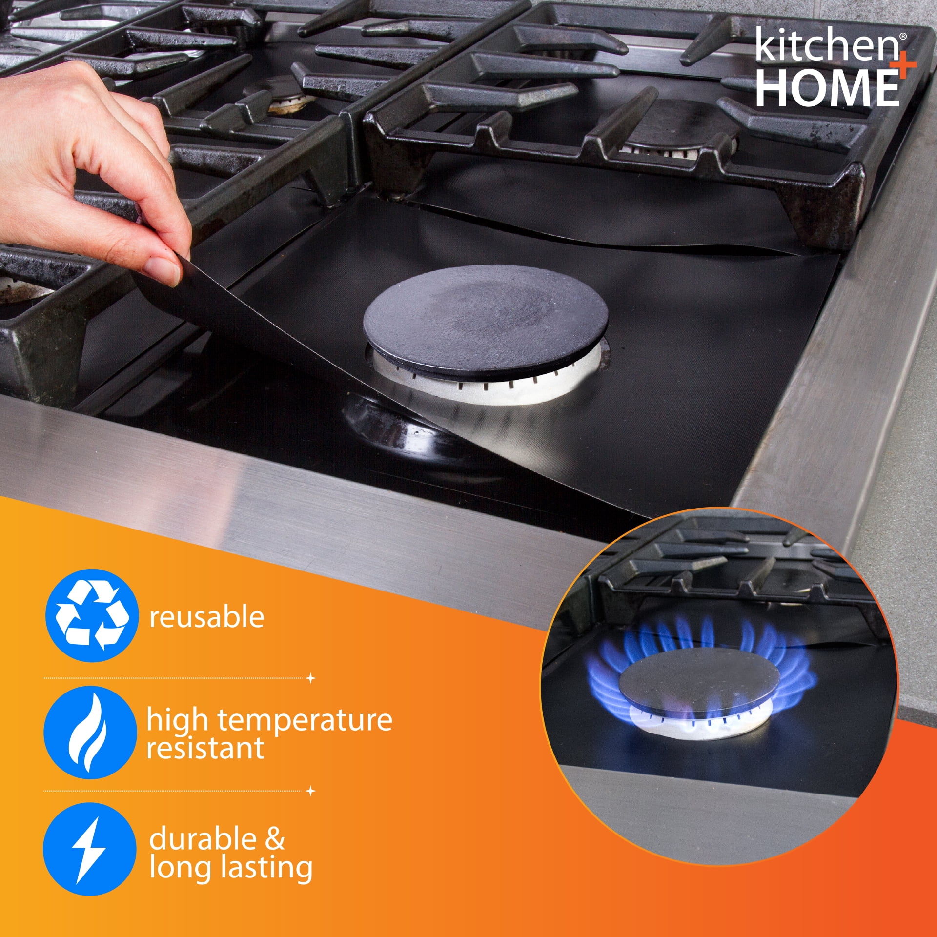 4pcs Kitchen Gas Stove Top Burner Reusable Protector Liner Cleaning Pad Cover zx 