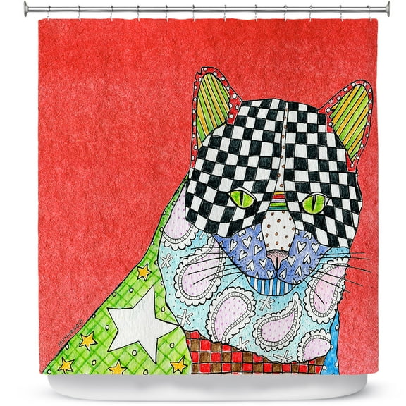 Shower Curtains 70" x 84" from DiaNoche Designs by Marley Ungaro - Cat Watermelon