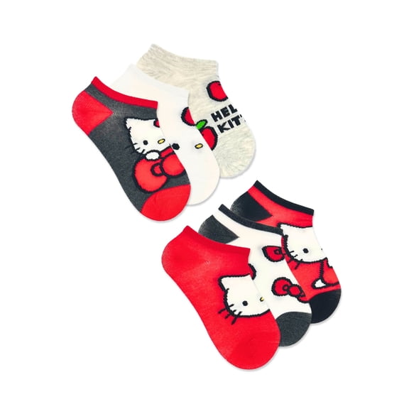 Hello Kitty Girls No-Show Socks, 6-Pack, Sizes S-L