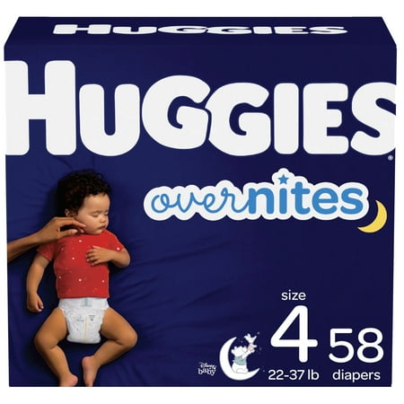 Huggies Overnites Nighttime Baby Diapers, Size 4, 58 Ct