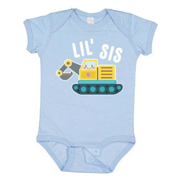 Inktastic Lil Sis in with Bulldozer Girls Baby Bodysuit