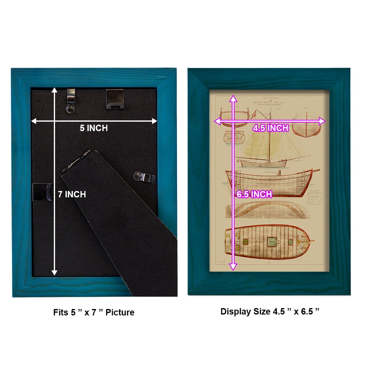 Antique Ship Plan III -Framed Print w/glass-Ocean Blue