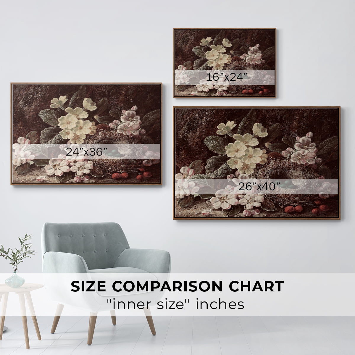 Vintage Botanical Print-LI By Wexford Home Framed in Walnut Wood Gallery Wrapped Canvas 27 in. x 41 in.