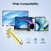 New Bee Bluetooth Headset 24Hrs Talk Time 60 Days Standby Wireless Earpiece with Microphone, Gold