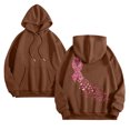 thumbnail image 5 of GEWSEY Women Hoodies Cancer Awareness Support Pink Ribbon with Butterfly Graphic Top Sweatshirt (Brown, XXL), 5 of 5