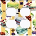 thumbnail image 3 of Metal Light Switch Plate Cover Macaron Fruits and Spices Dessert Stripes CAK026, 3 of 13