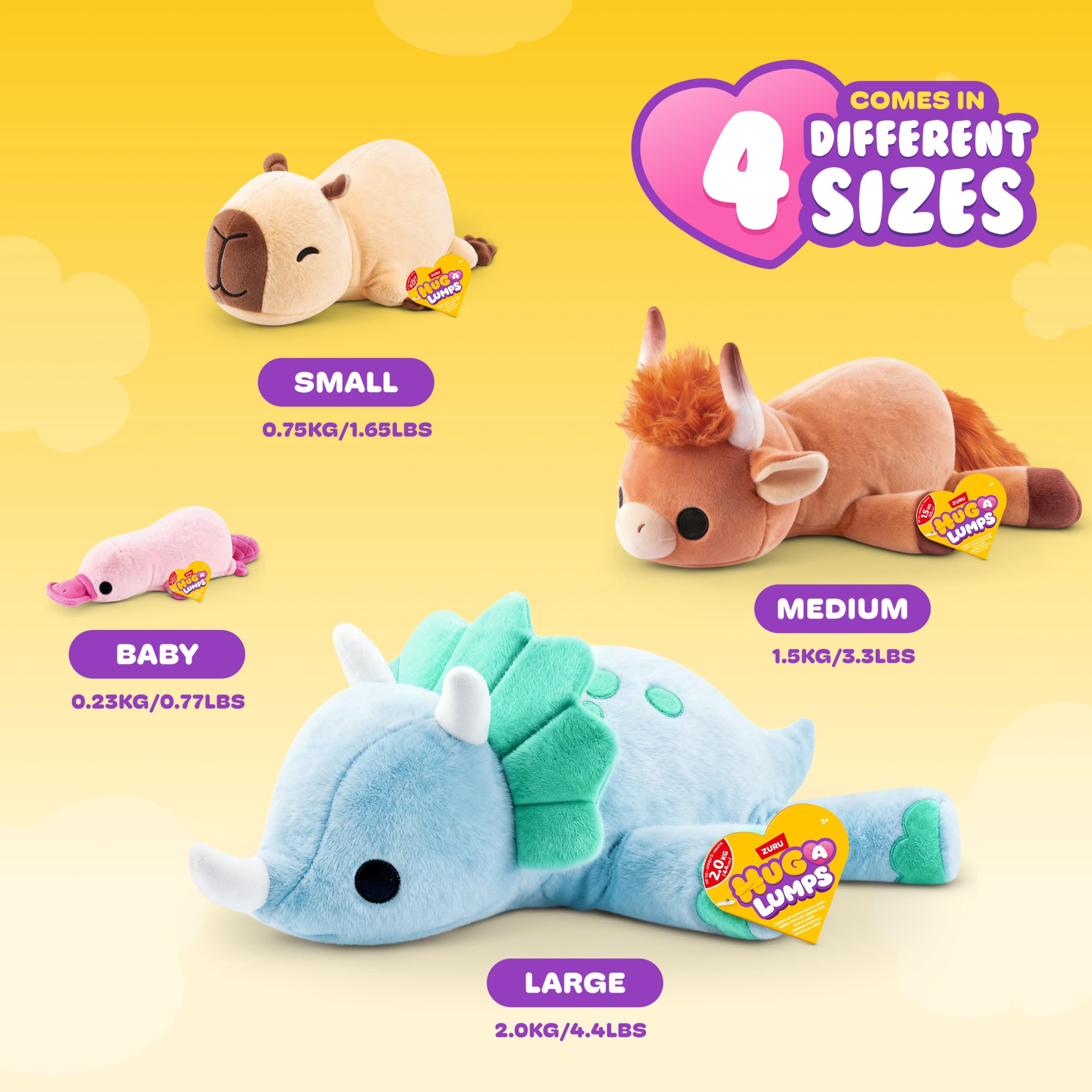 Hug a Lumps Small 1.65 lbs Connie the Capybara Weighted Plush, Soft Stuffed Animal Toy by ZURU