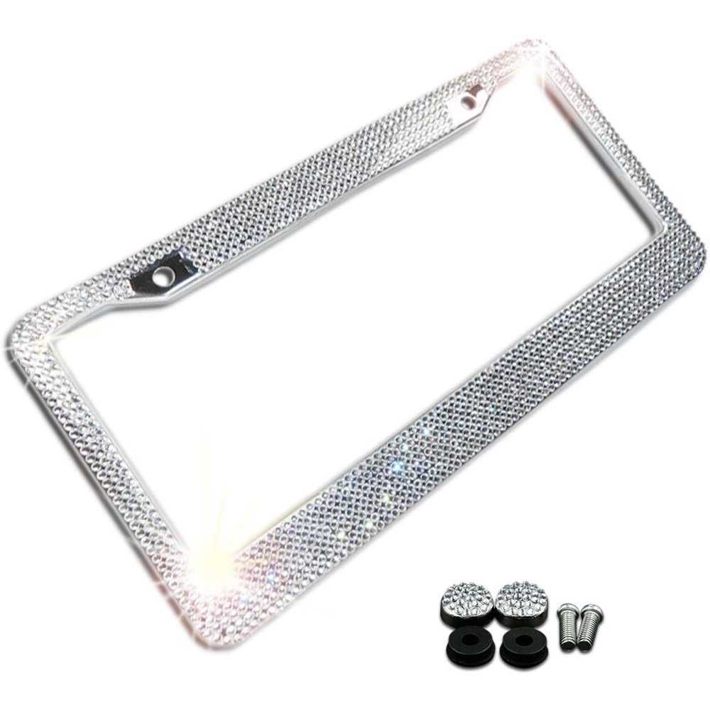 Zone Tech Shiny Bling License Plate Frame Crystal Bling Novelty