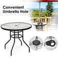 thumbnail image 3 of KOTEK 32'' Patio Table with Umbrella Hole, Outdoor Bistro Table w/Tempered Glass Top & Sturdy Metal Frame, Round Patio Dining Table Coffee Table for Garden, Balcony, Poolside, 3 of 7