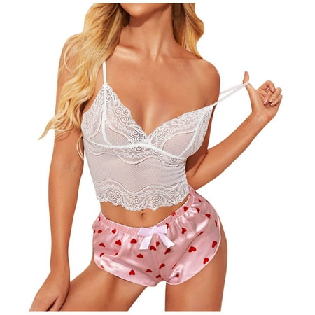 

Tangnade Lingerie Seduction For Women Lingerie Set Bralette And Love Panty Set Strappy Lace Pajamas Lingerie Red XL