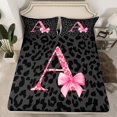 thumbnail image 2 of Homewish Fashion Leopard 4-Piece King Sheet Set, Black Pink Princess Ribbon Bedding, 2 of 7