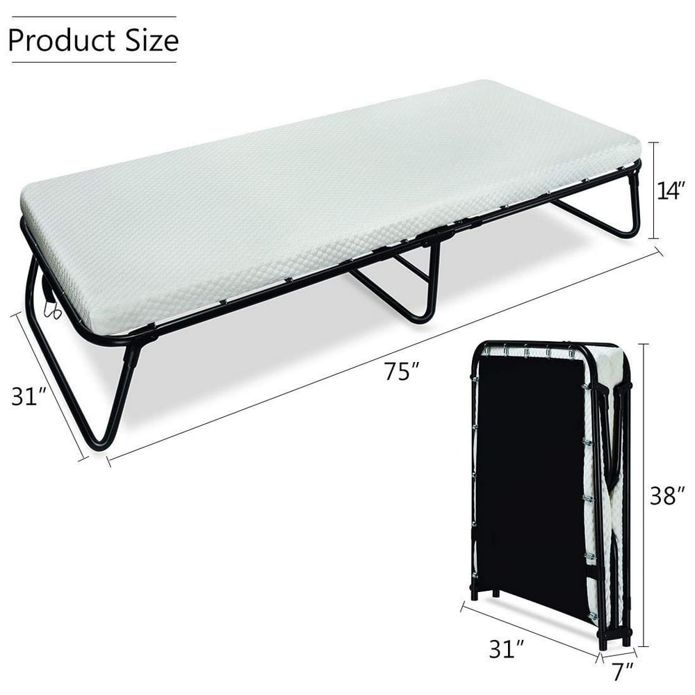 Heavy Duty Folding Bed with Extra Support Belts, 300 lbs Max Weight