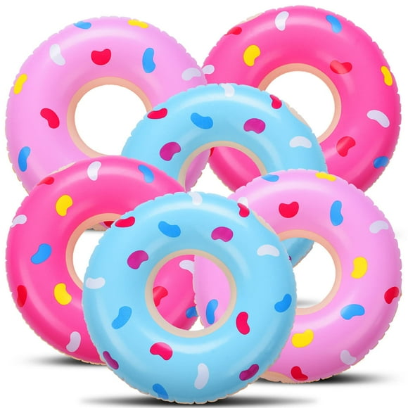 Miniflotadores inflables para piscina Civaner, paquete de 6 unidades, con forma de rosquilla, 32 cm