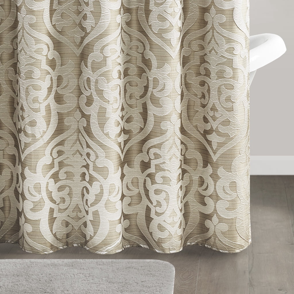 MAYEERTY Jacquard Shower Curtain, 72" x 72", Ivory, Polyester