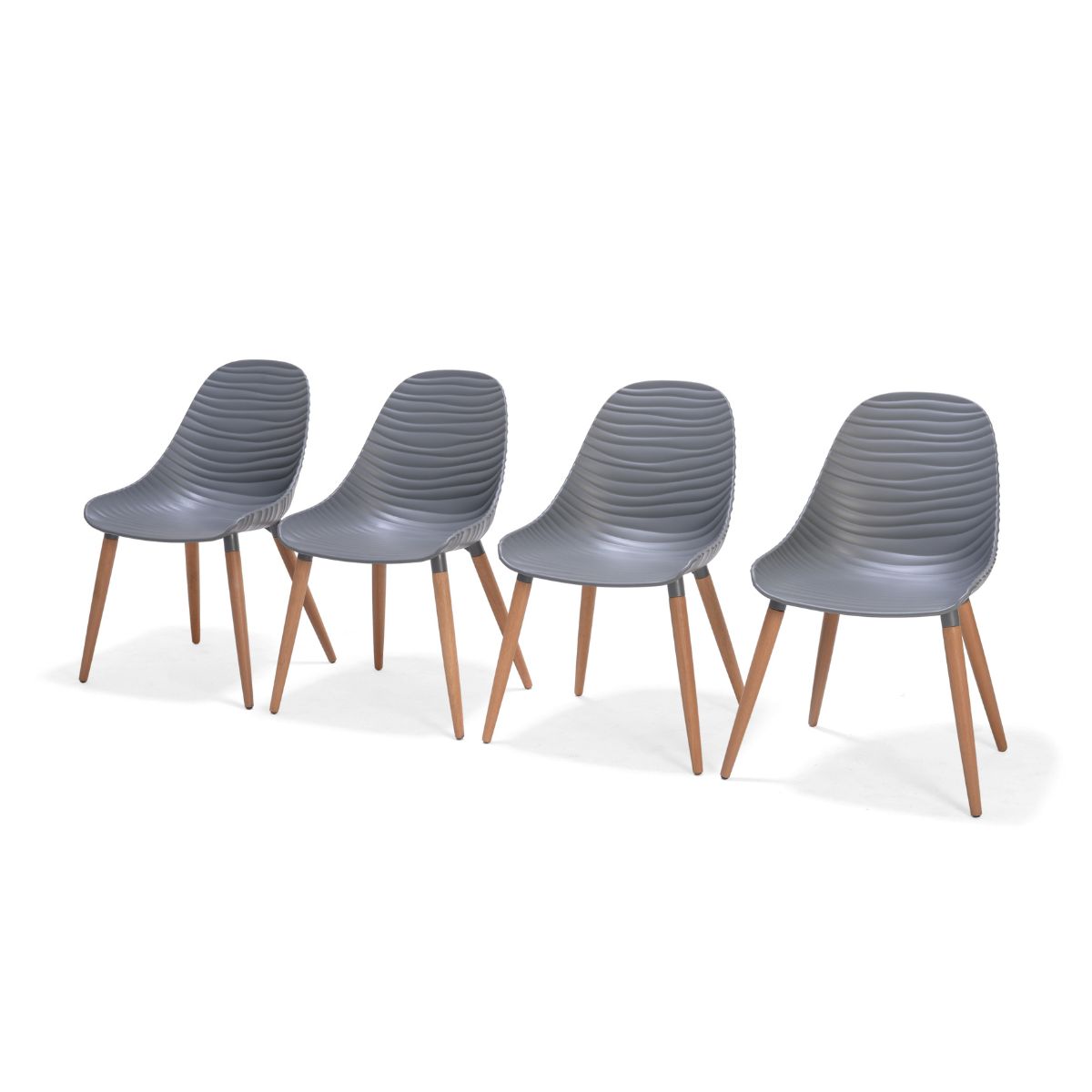 Amazonia Bolonia 4-piece, Recycled Resin & 100% FSC Certified Wood Teak Finish, Patio Chair Set