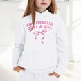 thumbnail image 2 of Telankuip I'm Literally Just a Girl Hoodies for Teen Girls Cute Bow Graphic Long Sleeve Funny Letter Printed Preppy Sweatshirts Casual Loose Comfy Pullover Tops with Pocket White 1-2 Years, 2 of 4