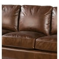 thumbnail image 3 of Benjara BM297241 83 in. Rich Leather Fabric Nailhead Trim Foam Cushioning Sofa, Brown & Brass, 3 of 5