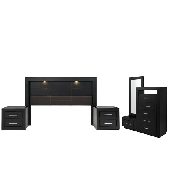 Recamara Kessa Muebles  Pamela King Size 5 Piezas Café