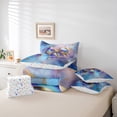 thumbnail image 5 of Feelyou Girls Fashion Bowknot Bedding Comforter Set 7pcs, Blue Purple Marbling Queen Bedding Sets, Chic Watercolor Abstract Reversible Queen Sheet Sets, Luxury Bedroom Decor, 5 of 7