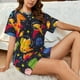 thumbnail image 4 of Balery Dinosaurs in Space Conjunto de Pijama para Mujer con Estampado, Dos Piezas de Manga Corta y Shorts, Ropa de Dormir Suave con Cuello Redondo y Bolsillos-X-Large, 4 of 6