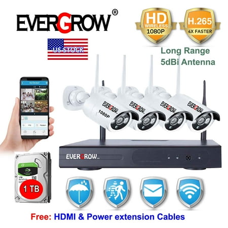 3mp Cctv Advanced H265+ Technology 4CH IP 1080P CCTV Wireless NVR Camera Security System with 4 pcs IP Outdoor IR Night Vision Home Security Camera System White (CAM-WIFI-4CH-2MP-3) ()