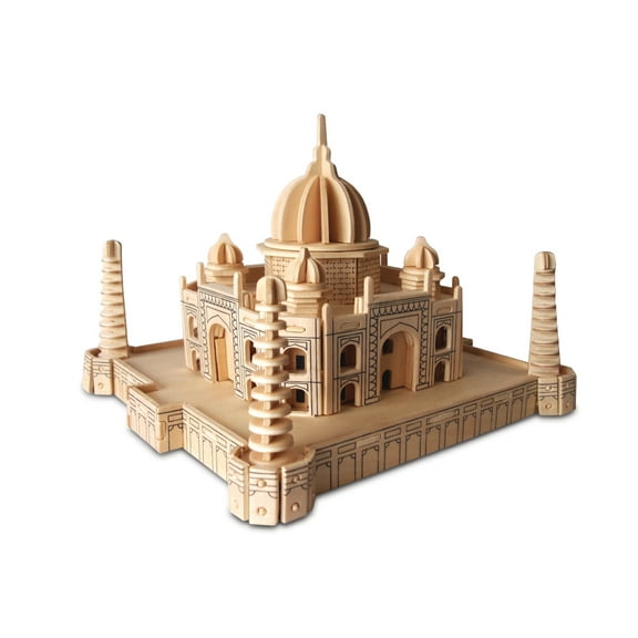 Puzzled 3D Puzzle Taj Mahal Wood Craft Construction Model Kit, Fun Unique & Educational DIY Wooden Toy Assemble Model Unfinished Crafting Hobby Puzzle to Build and Paint for Decoration 176 Pieces Pack
