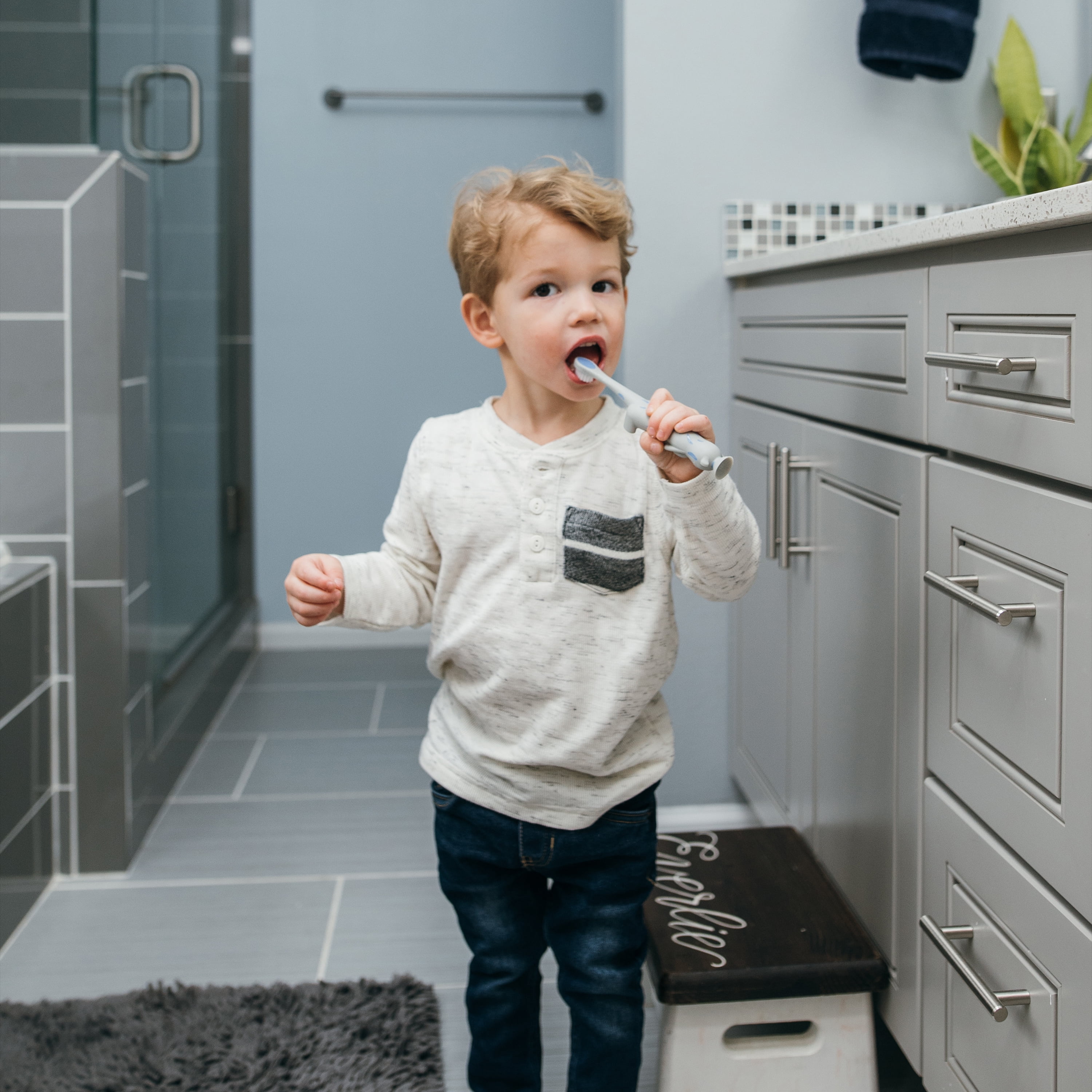 Dr. Brown's Baby & Toddler Training Toothbrush with Soft Bristles, Gray Otter, 1-4 Years, 1 Pack