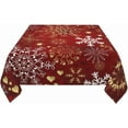 thumbnail image 3 of Christmas Red Tablecloth Square 60 x 60 Inch Winter Snowflake Square Table Cloth Polyester Fabric Xmas White Gold Snowflake Table Cover for Kitchen Party Picnic Outdoor Decor, 3 of 7