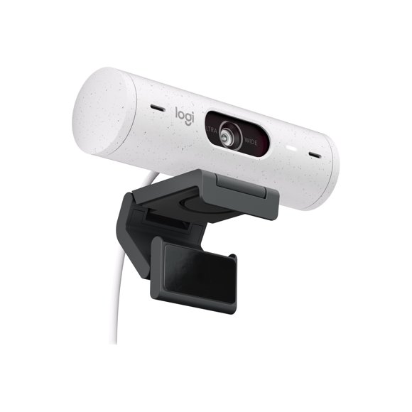 Logitech Brio 500 Full HD Webcam 1920 x 1080 with Auto Light Correction & Dual Noise Reduction Mics, Off-white